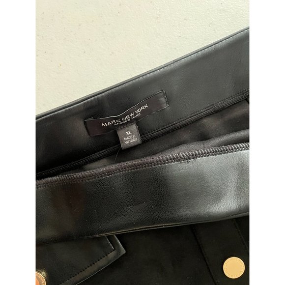 Andrew Marc NWT Sz XL Black  Faux Leather/Suede A-Line Pull On Skirt - Picture 9 of 9